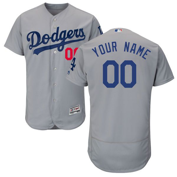 Men Los Angeles Dodgers Majestic Alternate Road Gray Flex Base Authentic Collection Custom MLB Jersey->customized mlb jersey->Custom Jersey